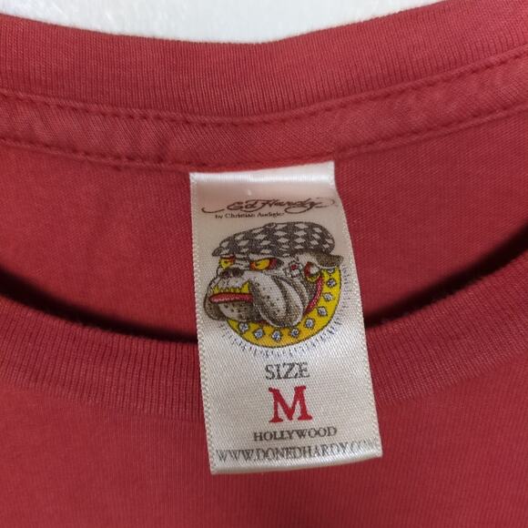 ED HARDY Vintage Y2K Baby Tee Tiger Graphic Print Logo Red Women's Medium - Picture 3 of 4